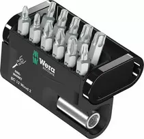 Wera Bit-Check BC 12 Wood 2 atsuktuvų antgalių rinkinys, 12 dalių, 1/4 colio šešiabriaunis, 25 mm antgaliai, BiTorsion, PH/PZ/TX 05057422001