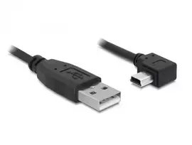 Delock USB 2.0 laidas USB-A male į Mini USB-B 5-pin male kampuotas, 1m, juodas 82681