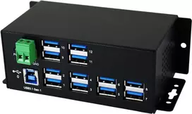 EXSYS EX-1112HMS 12 prievadų USB 3.2 Gen 1 pramoninis DIN-bėgio šakotuvas