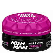 Nishman M5 Fibre Hair Sculpting Paste Matte Look - ypač stiprios fiksacijos plaukų formavimo pasta, 100 ml