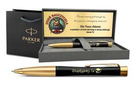Parker Urban juodas rašiklis su auksiniu apdaila, graviruotas, dovanų dėžutėje