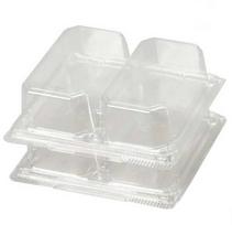 Plus Pack Plastikinis padėklas su atlenkiamu dangčiu, 2 skyrių, 165x148x45mm, R-PET, 44 vnt./pak.