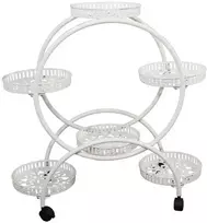 Besk Gėlių vazonų stovas Metalinis 6 vietų Baltas 82x29x94cm