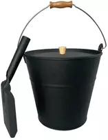 Doflame pelenų kibiras su kastuvu, juodas