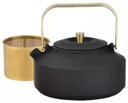 King Hoff Ketaus arbatinukas su sieteliu, 1 l, juodas su aukso detalėmis, KINGHoff, KH 1935