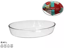 Ovalus stiklinis kepimo indas 30x21x6 cm 2,4 l, MARINEX. Pagaminta Brazilijoje