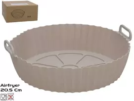 Apvalus silikoninis kepimo indas oro gruzdintuvei, pilkas, 6,5 x 20,5 x 20,5 cm, KITCHEN&GO