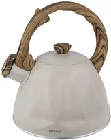 King Hoff Švilpiantis virdulys, nerūdijančio plieno, smėlio spalvos su medžio imitacijos elementais, 2,0 l, Ki