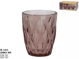 Stikliniai puodeliai (6 vnt.) 280 ml, rožiniai, 10 x 8 x 8 cm, KITCHEN&GO