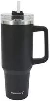 Termospuodelis su šiaudeliu, juodas, 1100 ml, nerūdijančio plieno, Klausberg, KB 7942. 1100 ml talpa