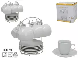 6 puodelių su lėkštutėmis ir stovu rinkinys, 20,5 x 19 x 15 cm, KITCHEN&GO