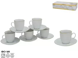 6 puodelių su lėkštutėmis rinkinys su auksiniu krašteliu,12 dalykų 8 x 13,5 x 13,5 cm, KITCHEN&GO