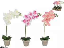 Dirbtinė orchidėja vazone 40 cm, 3 dizainai, 9x25x40 cm, LITO