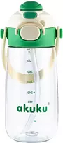 Akuku gertuvė su šiaudeliu 480ml pilkas žalia A0724