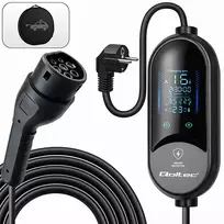 Qoltec Mobilusis elektromobilio ir hibridinio automobilio įkroviklis su reguliavimu 2 in 1 Type2 | 3,5 kW | 230 V | SCHUKO 16A | LED | 5 m