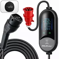 Qoltec Mobilna kroviklis automobiliui elektrycznego EV i hybryd su regulacją 2w1 Typ2 | 7kW | 230V | CEE 32A | LED | 5m