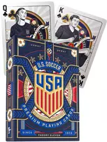 Theory 11 Žaidimo kortos - Theory11 U.S. Soccer, 52 kortos, 2 džokeriai, 2 reklaminės kortelės, mėlynaraudonaauksinė