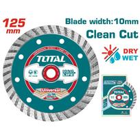Deimantinis pjovimo diskas TOTAL, Turbo, sausam, šlapiam pjovimui, 125x22 mm, segmento plotis 7,5 mm
