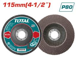 Žiedlapinis diskas TOTAL, kampiniam šlifuokliui, 115x22 mm, P80, TAC631153