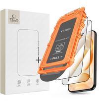 Apsauginis stikliukas juodais kraštais su montavimo rėmeliu Tech-Protect QUICK SET+ 2-PACK (2-vnt.) telefonui Apple Iphone 17 PRO / 18 PRO