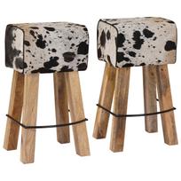 vidaXL Baro kėdė 2 vnt. Juoda ir Balta 44 x 33 x 74 cm Tikra oda
