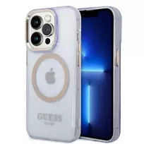 Guess Gold Outline Translucent Hard Case, skirta Apple iPhone 14 Pro 6.1 - Violetinė