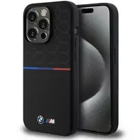 BMW M Silicone Pattern MagSafe Hard Case, skirta Apple iPhone 15 Pro 6,1 inch - Juoda