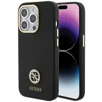 Guess GUHCP15XM4DGPK Hardcase Silicone Logo Strass 4G Back Cover for Apple iPhone 15 Pro Max 6,7 inch Black