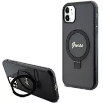 Guess GUHMN61HRSGSK iPhone 11 / XR 6.1 Black Hardcase Ring Stand Script Glitter MagSafe