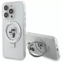 Karl Lagerfeld KLHMP13XHMRSKCH Hardcase Ring Stand, skirta iPhone 13 Pro Max 6.7, balta, Karl & Choupette MagSafe