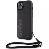 BMW Signature Leather Wordmark Hard Case, skirta iPhone 15 / 14 / 13 6,1 inch - Juoda