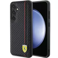 Ferrari FEHCS24SN3DUR S24 S921 Black Hardcase Carbon Printed Line Samsung Galaxy S24 dėklui