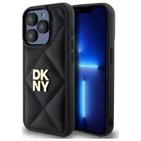 DKNY DKHCP15LPQDSLK Quilted Stack Logo Dėklas, Skirtas Apple iPhone 15 Pro 6.1, Juodas