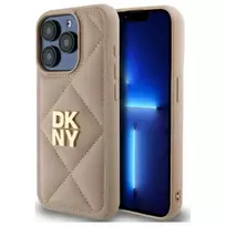 DKNY DKHCP15LPQDSLE Quilted Stack Logo Case, iPhone 15 Pro 6.1, smėlio spalvos