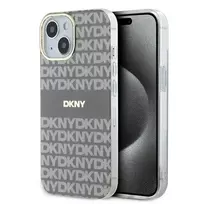 DKNY DKHMP15SHRHSEE Kietas Dėklas, Skirtas Apple iPhone 15 / 14 / 13 6,1 inch Smėlio Spalvos IML Mono & Stripe MagSafe