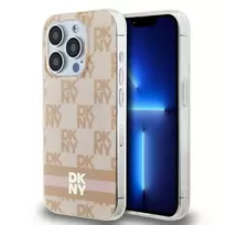 DKNY DKHMP13XHCPTSP Kietas Dėklas Apple iPhone 13 Pro Max 6,7 inch Rožinis Šachmatų Raštas ir Dryžiai MagSafe