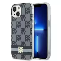 DKNY DKHMP15MHCPTSK Kietas dėklas, skirtas iPhone 15 Plus / 14 Plus 6,7 inch Juodas languotas monochrominis raštas su dryžiais, MagSafe