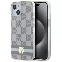 DKNY DKHMP15SHCPTSE Kietas Dėklas, Skirtas Apple iPhone 15 / 14 / 13 6,1 inch Smėlio Spalvos Šachmatų Rašto ir Dryžių, MagSafe