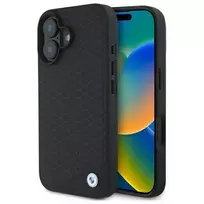 BMW BMHMP16S23RDDK iPhone 16 6,1 inch Black Hardcase Sign Leather Diamond Metal Logo MagSafe