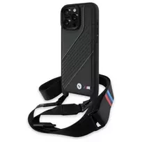 BMW M Edition Carbon Stripe & Strap Hard Case, skirta Apple iPhone 16 Pro Max 6,9 colio, juoda