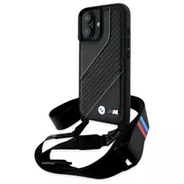 BMW BMHCP16M23PSCCK iPhone 16 Plus 6.7 Black Hardcase M Edition Carbon Stripe & Strap