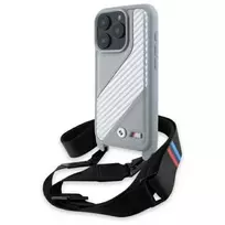 BMW M Edition Carbon Stripe & Strap Hard Case, skirta Apple iPhone 16 Pro 6,3 colio – Pilka