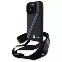 BMW M Edition Carbon Tricolor Lines & Strap Hard Case, iPhone 16 Pro 6.3, Juoda