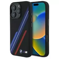 BMW BMHMP16X23SSPK Hardcase Silicone MagSafe Case for iPhone 16 Pro Max 6,9 inch Black Random Lines