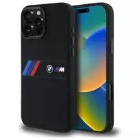 BMW M Collection Silicone Hard Case with Middle Stripe MagSafe for Apple iPhone 16 Pro Max 6,9 inch Black