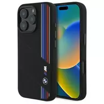 BMW M Collection Hardcase Silicone Cut Tricolor Lines MagSafe for Apple iPhone 16 Pro Max 6,9 inch Black