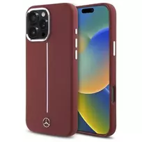 Mercedes-Benz Silicone Case for iPhone 16 Pro Max 6,9 inch Red with White Stripe MagSafe