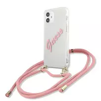 Guess GUHCP12SCRTVSPI iPhone 12 mini 5,4 inch rožinis kietas dėklas Script Vintage