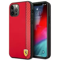 Ferrari FESAXHCP12LRE iPhone 12 Pro Max 6,7 inch Red Hardcase On Track Carbon Stripe