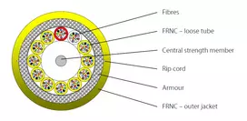 EFB Elektronik INFRALAN I-B(ZN)BH 2x12G 50/125 OM3 LSZH Aqua CPR-B2CA Indoor Loose Tube Fiber Optic Cable, 24 Fibers, Multimode